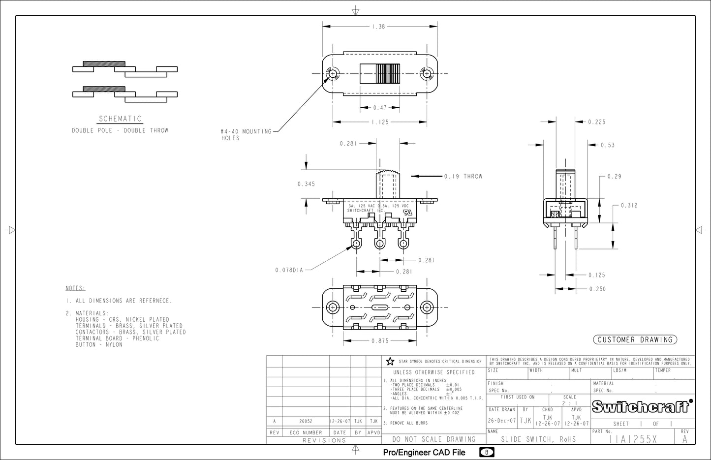 Jazzmaster/Jaguar Slide Switch