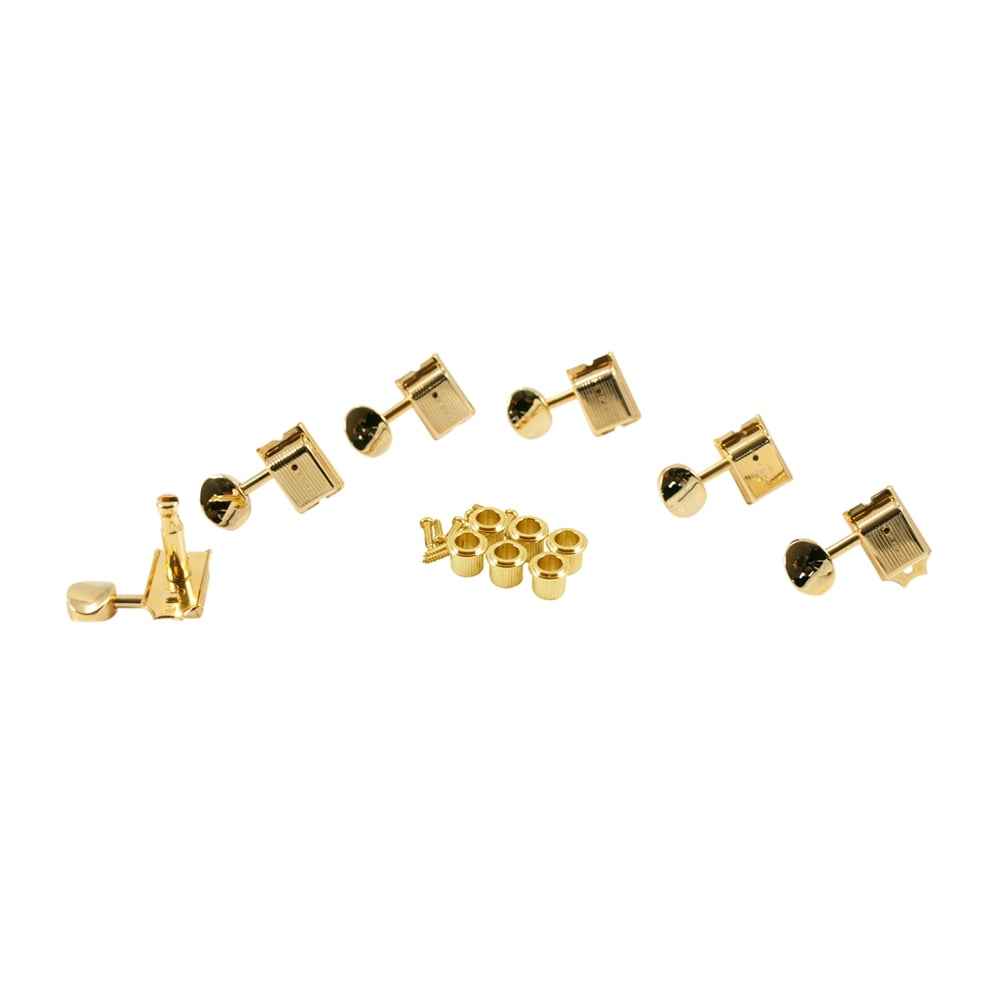 Traditional 6 in line tuners with single line Kluson stamp