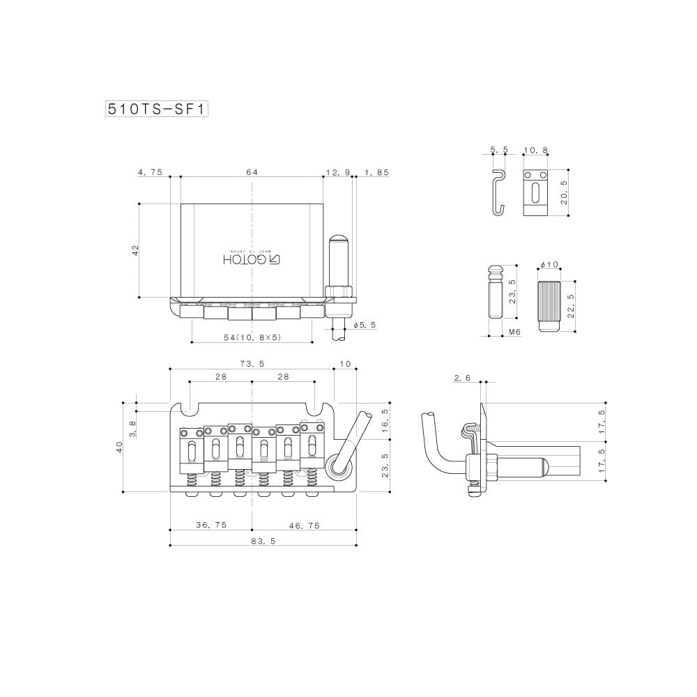 Contemporary Two Pivot Mount Vintage Saddles 510TS Tremolo System