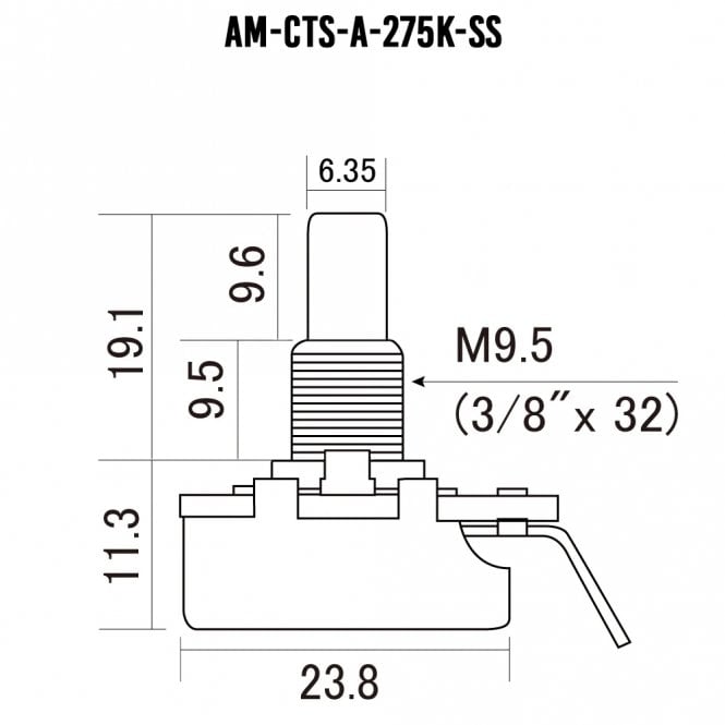 Guitar Pot, Solid Shaft 250k (275k) ideal for Fender Telecasters, Premium 450 Series Pot with 9% Tolerance