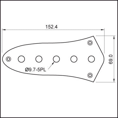 Jazz Bass Replacement Control Plate 5 holes - Chrome