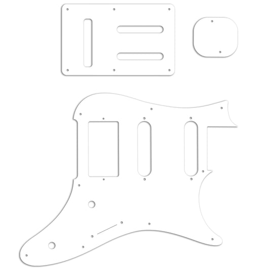 Replacement Pickguard and Backplates for Ibanez Prestige AZ2204 - Solid Shiny White .090" / 2.29mm thick, with bevelled edge