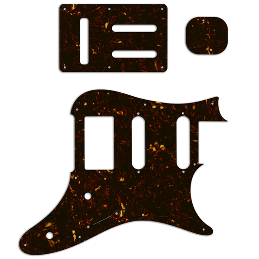 Replacement Pickguard and Backplates for Ibanez Prestige AZ2204 - Dark Brown Celluloid Tortoiseshell
