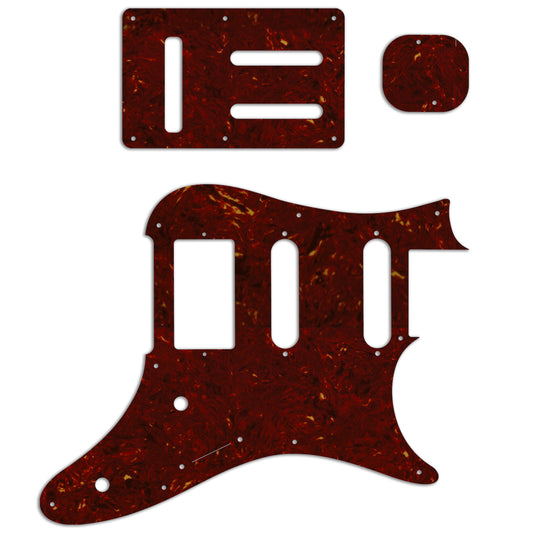 Replacement Pickguard and Backplates for Ibanez Prestige AZ2204 - Light Brown Celluloid Tortoiseshell W/B/W 4 Ply