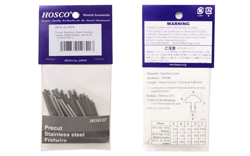 Stainless Steel Frets - Fretwire Pre-Cut Pack Of 24