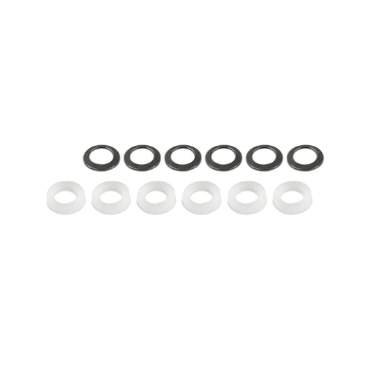 Tuning Machine Button Washer Set - 6 x Nylon Washers and 6 x Black Metal Washers