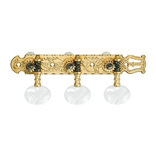Classical Tuners - Solid Brass with White Pearloid Buttons