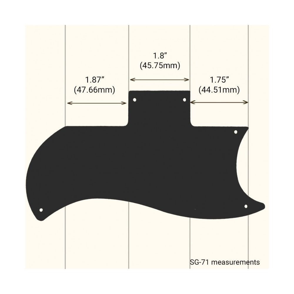 SG Reissue Half Face -  Thin Shiny Black .060" / 1.52mm Thickness, No Bevelled Edge