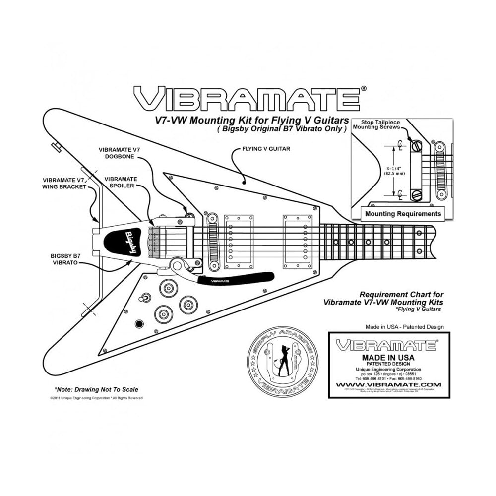 V7 Gibson Flying V Adapter Kit For Bigsby B7