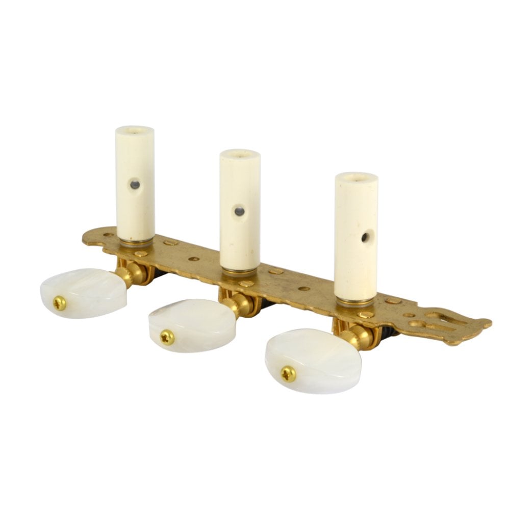 Classical Tuners - Solid Brass with White Pearloid Buttons