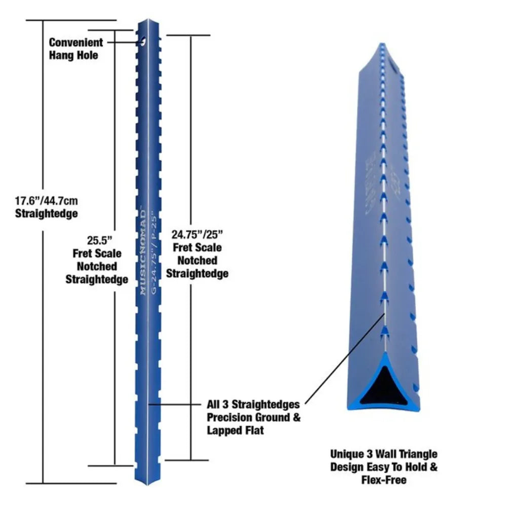 MusicNomad Tri-Beam 3 'n 1 Notched Straightedge & Precision Straightedge