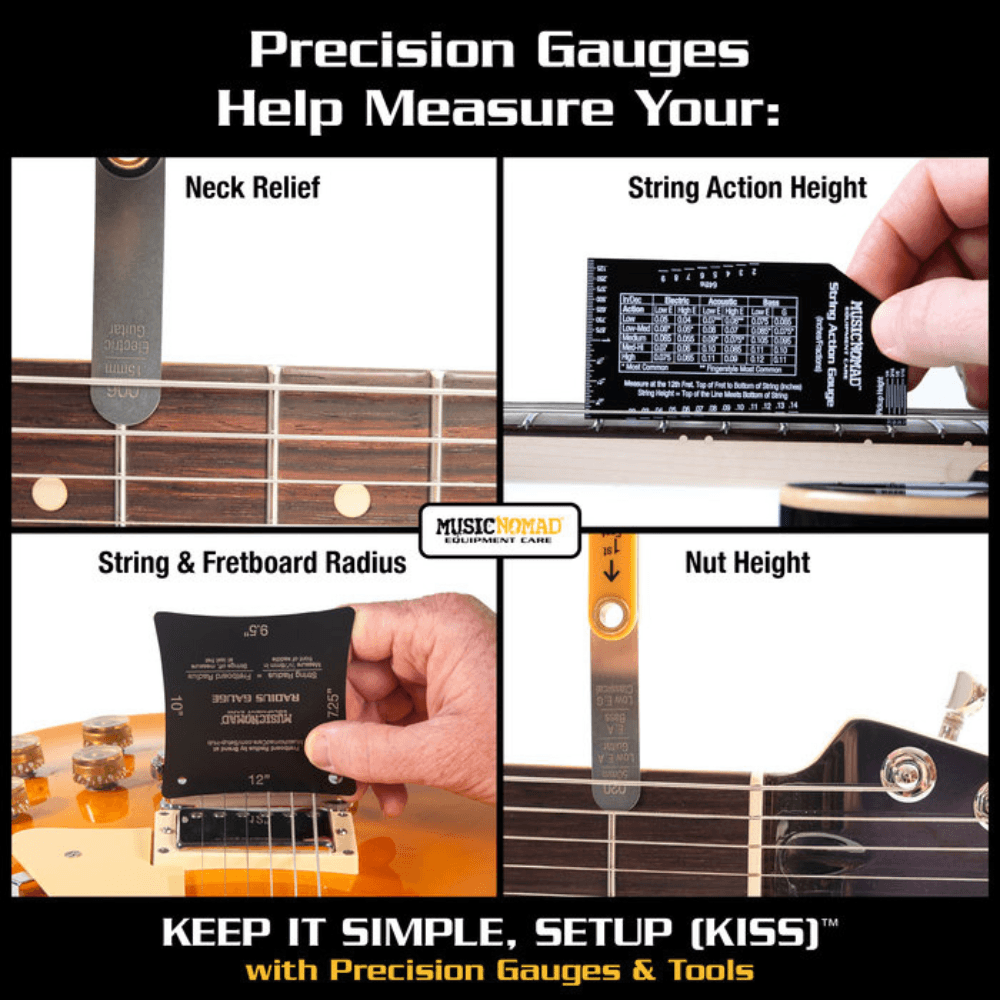 MusicNomad Precision Setup Gauge Set - 6 Piece with Case & Booklet