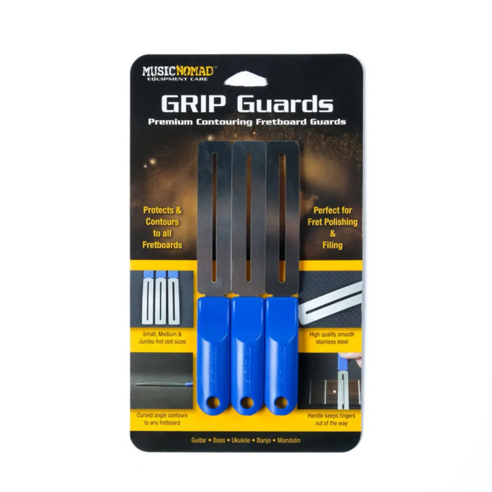 MusicNomad GRIP Guards - Stainless Steel Fretboard Guards, Set of 3
