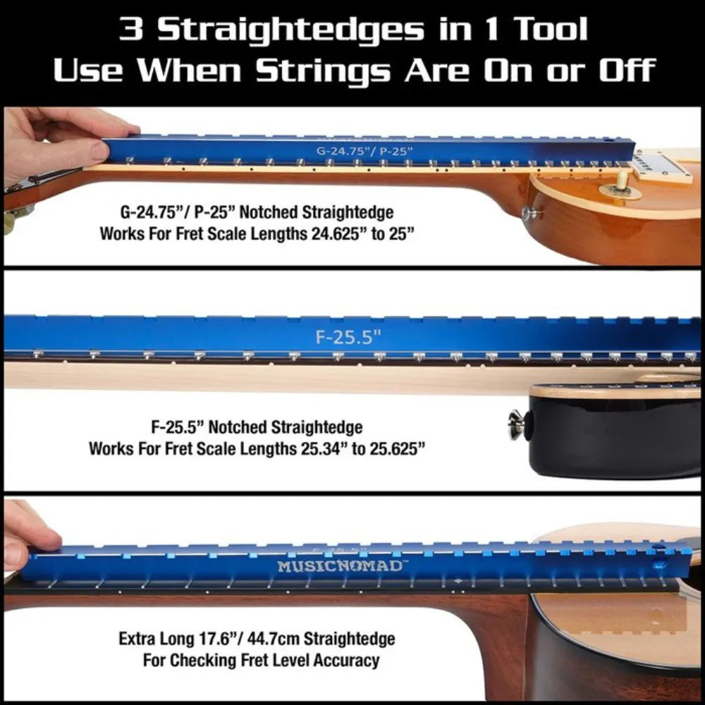 MusicNomad Tri-Beam 3 'n 1 Notched Straightedge & Precision Straightedge