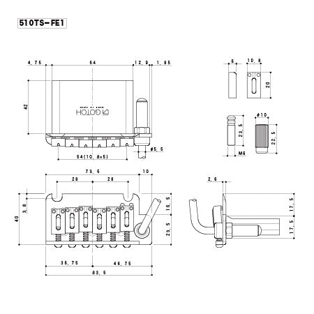 Contemporary Two Pivot Mount Block Saddles Tremolo System