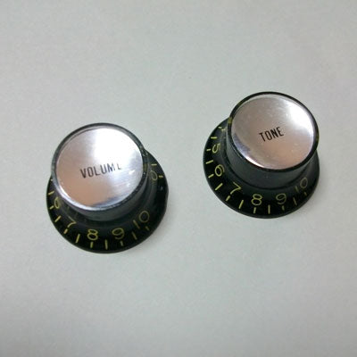 Montreux Vintage Tint Reflector Knob Set Black (1x Volume 1 x Tone)