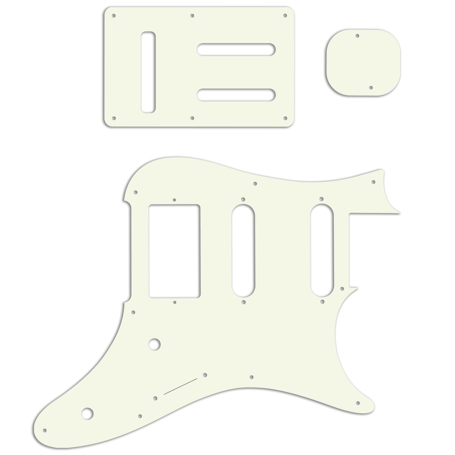 Replacement Pickguard and Backplates for Ibanez Prestige AZ2204 - Single Ply Thin Parchment 1.5mm (No Bevel)