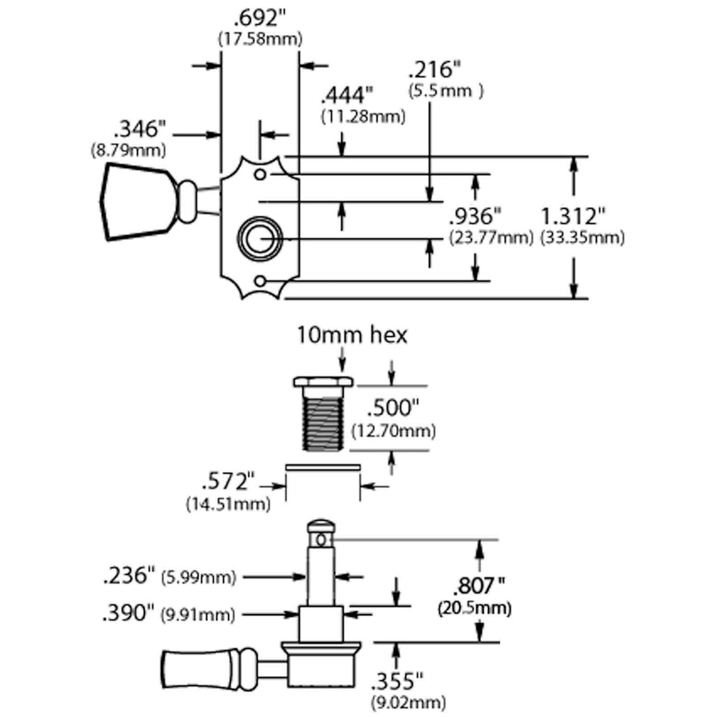 Revolution G-Mount Diecast Tuners - 3 Per Side - Pearloid Keystone Button 19:1 Gear Ratio