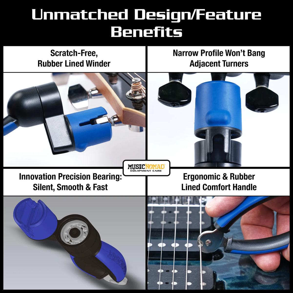 MusicNomad String Change Tool Kit - GRIP ONE Winder, Tune-It & Octopus Tech Tool