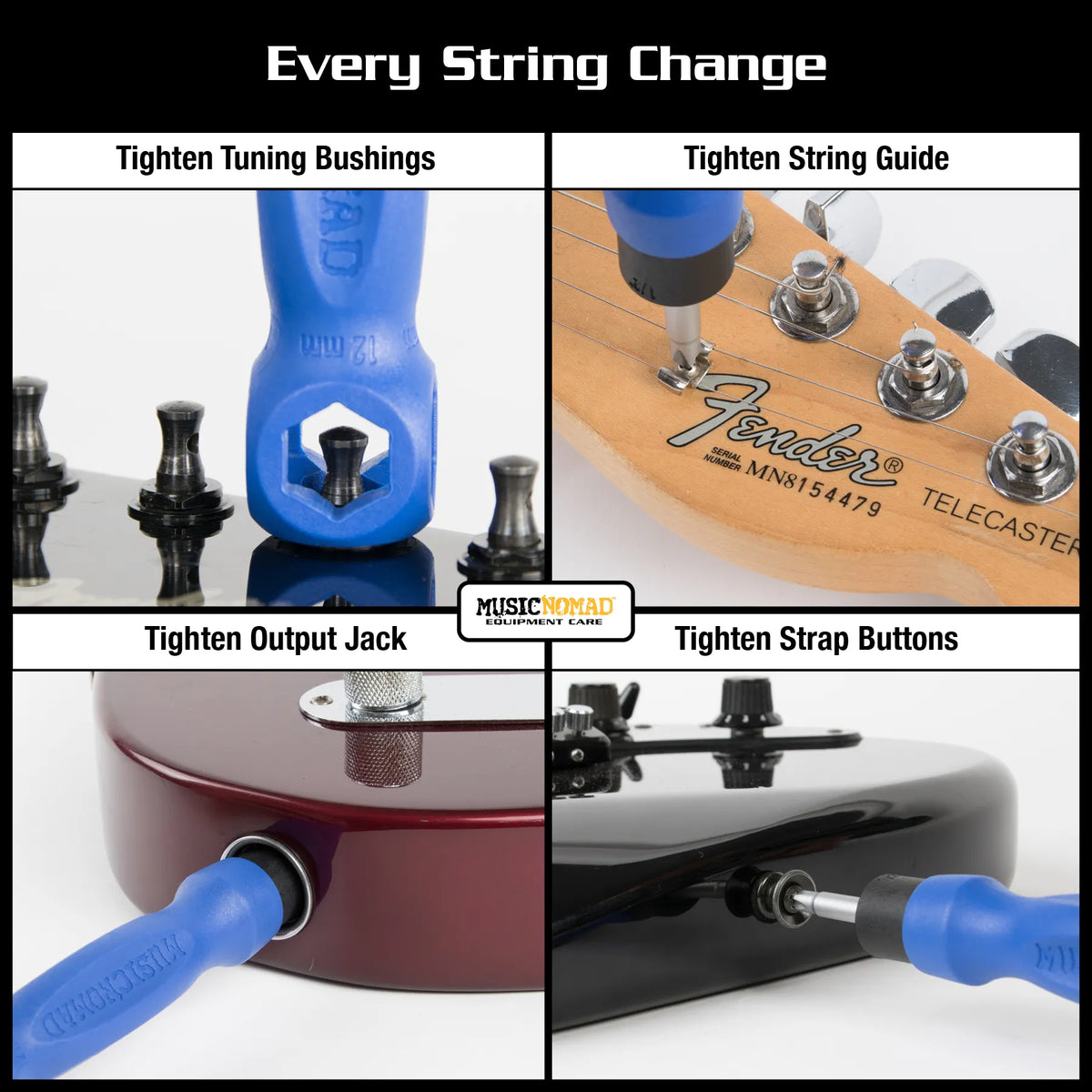 MusicNomad String Change Tool Kit - GRIP ONE Winder, Tune-It & Octopus Tech Tool