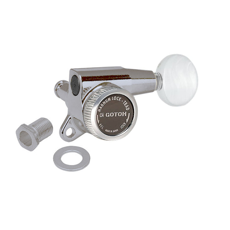 SG381 Magnum Lock Traditional Tuners 3 Aside with Pearloid Oval Buttons (Model 05PW) 16:1 Gear Ratio