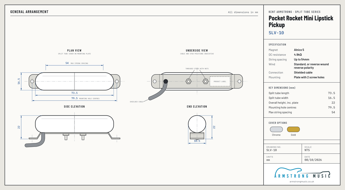SLV-10 Pocket Rocket Mini Lipstick pickup technical drawing