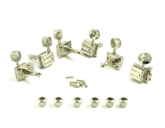 TonePros Kluson Six In Line Left-Handed Vintage Tuners - Nickel (NOS, Discontinued)