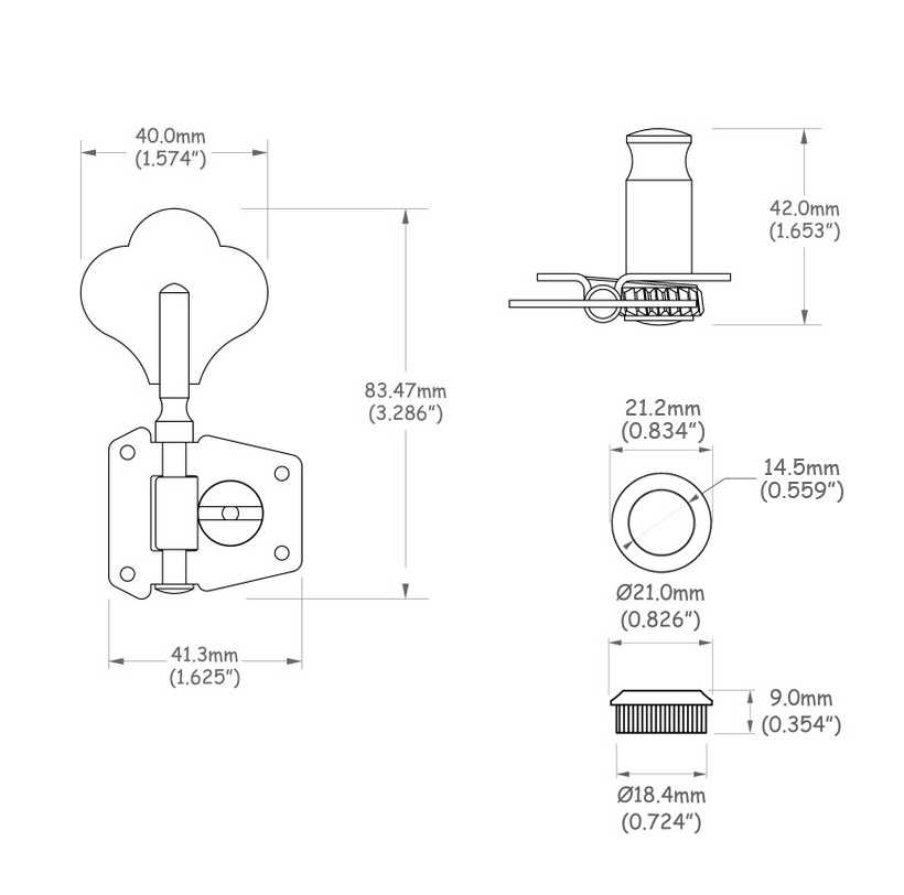 4 In Line Full Size Bass Tuners