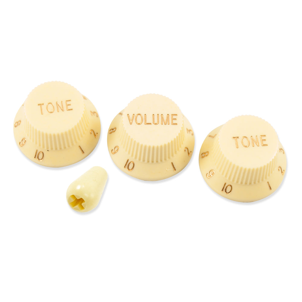 Cream Strat knob set with matching switch tip