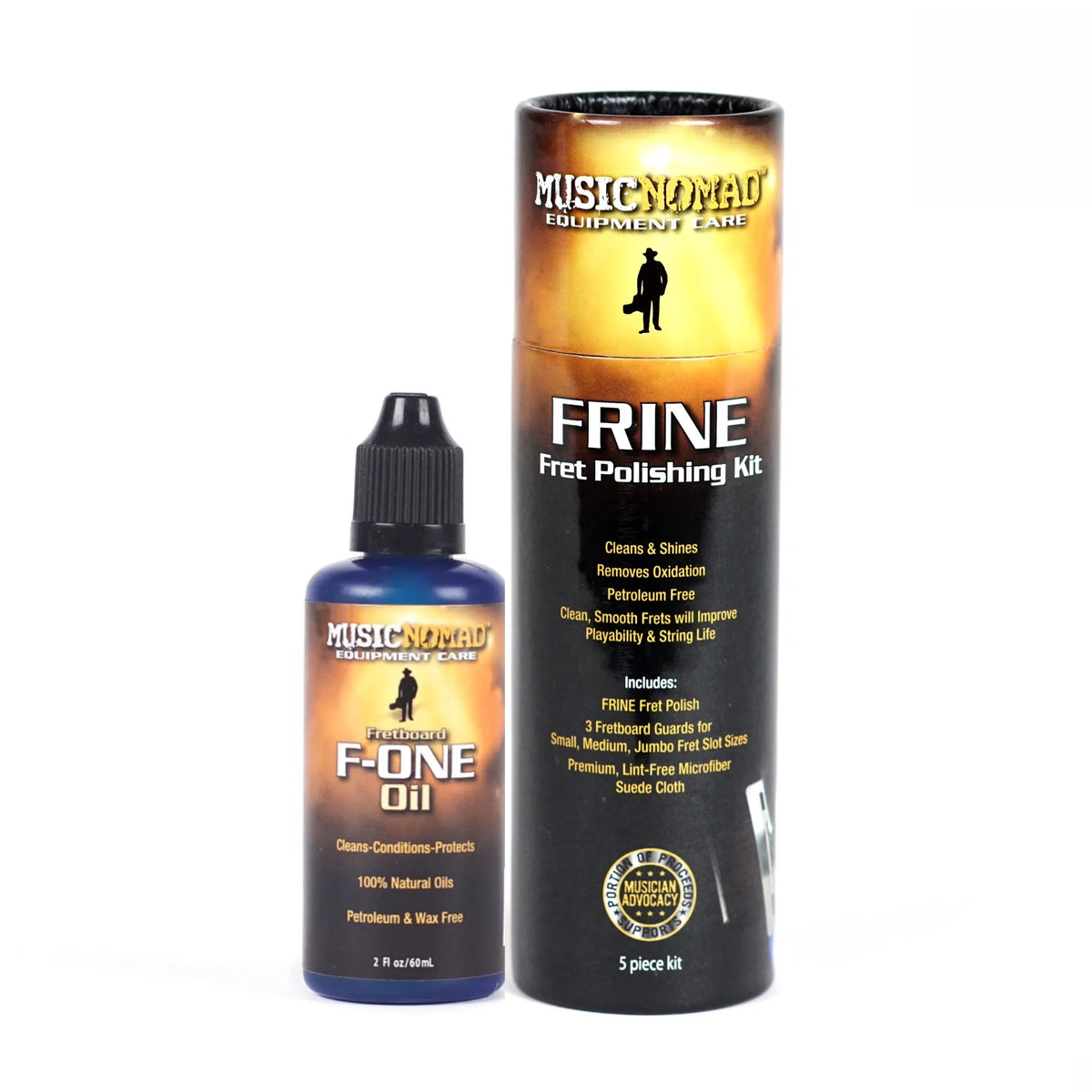 MusicNomad Total Fretboard Care Kit - FRINE Fret Polish & F-ONE Fretboard Oil