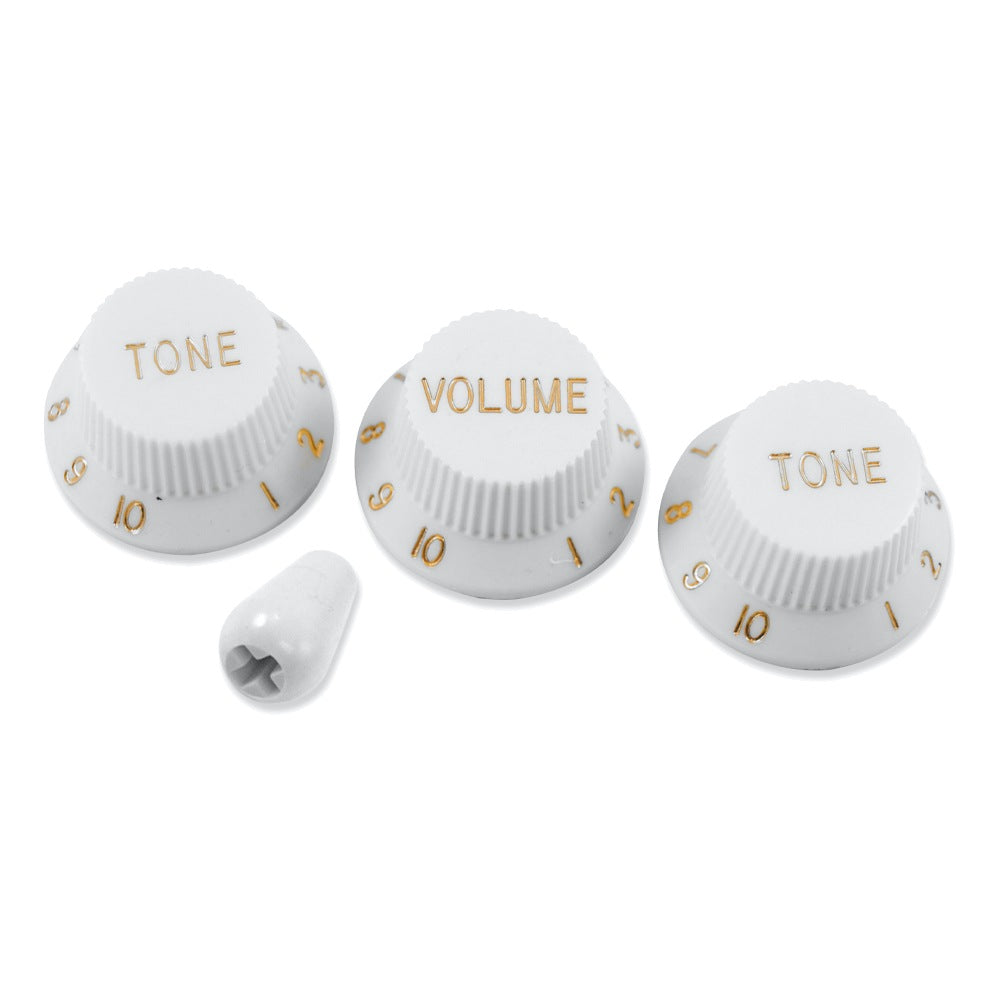 White Strat knob set with matching switch tip