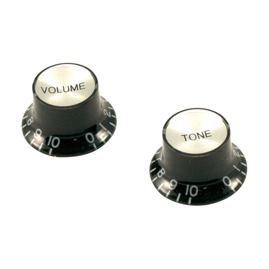 Bell Knob Set (1 x volume, 1 x tone) Black, USA fit and CTS pots