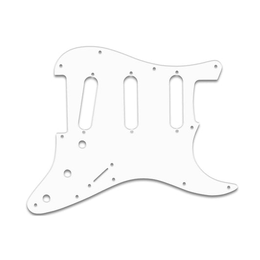 Old Style 11 Hole Strat - Thin Shiny White .060" / 1.52mm Thickness, No Bevelled Edge