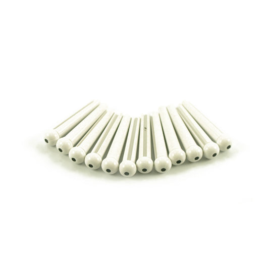 Plastic Bridge Pins White with Black Dot - Bag of 12