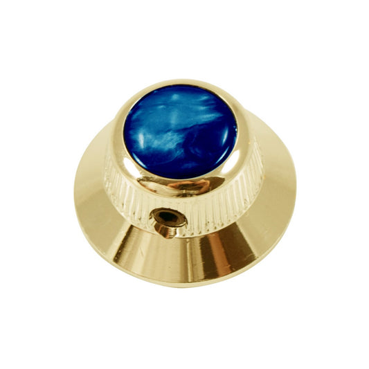 UFO knob - Abalone Shell cap - Blue / Gold base