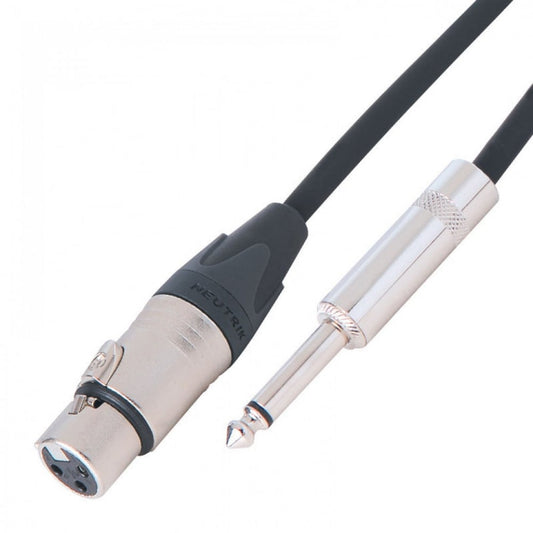 6 metre / 20 ft Microphone Cable, Neutrik Connectors XLR to Jack