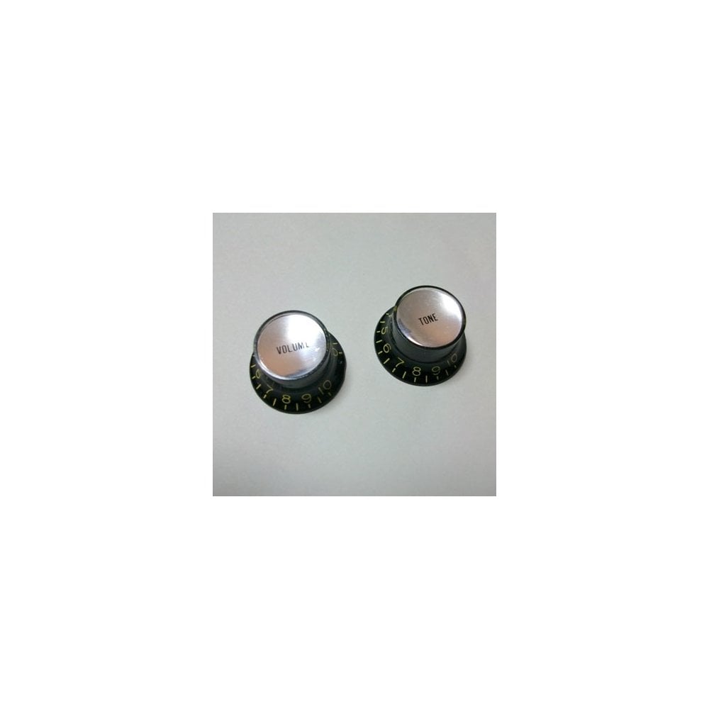 Montreux Vintage Tint Reflector Knob Set Black (1x Volume 1 x Tone)