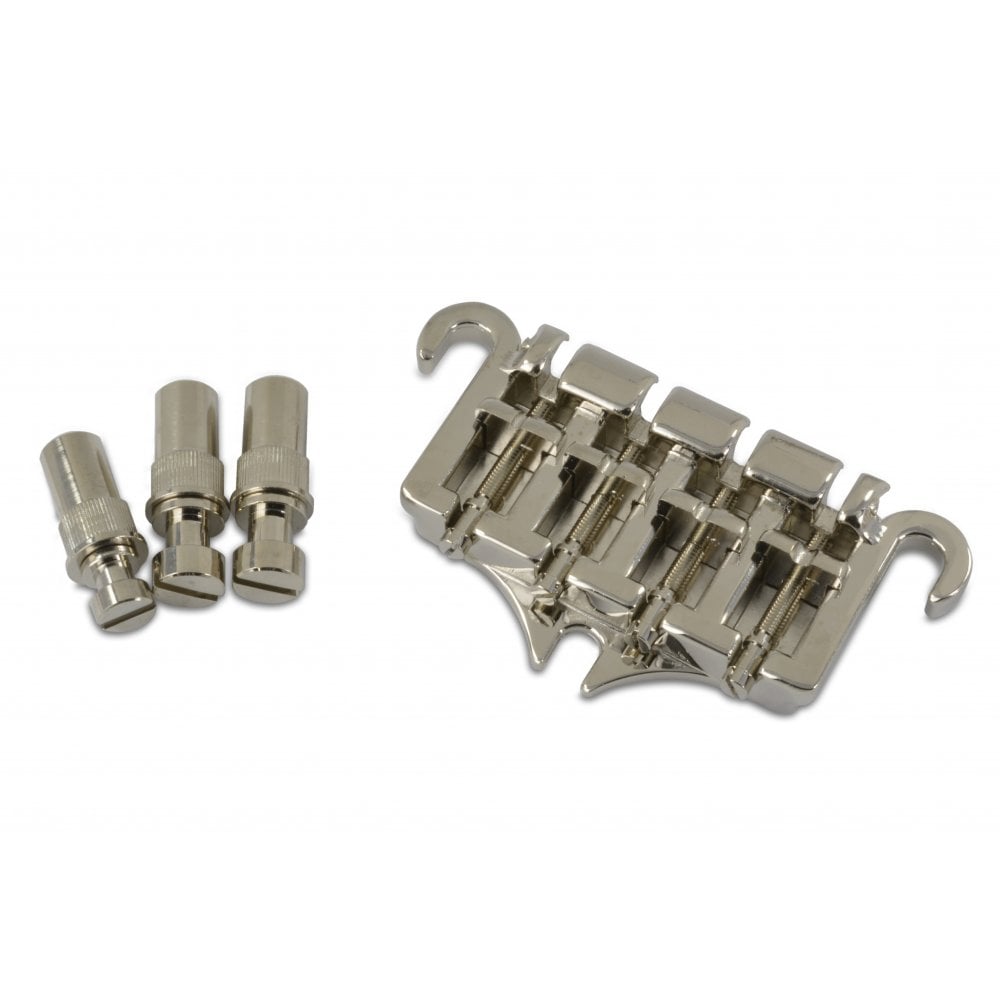 3 Point Replacement Bass Bridge for 4 String Bass, Nickel Finish