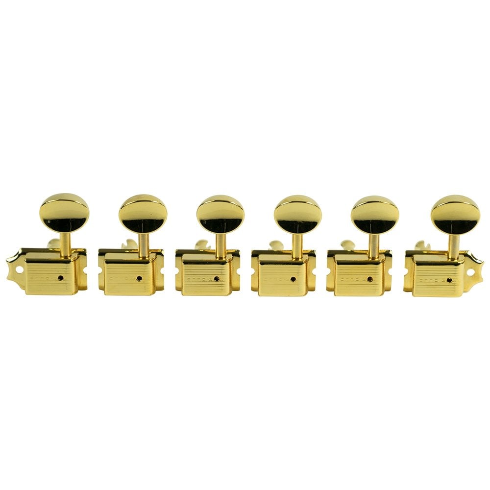 Traditional 6 in line tuners with single line Kluson stamp