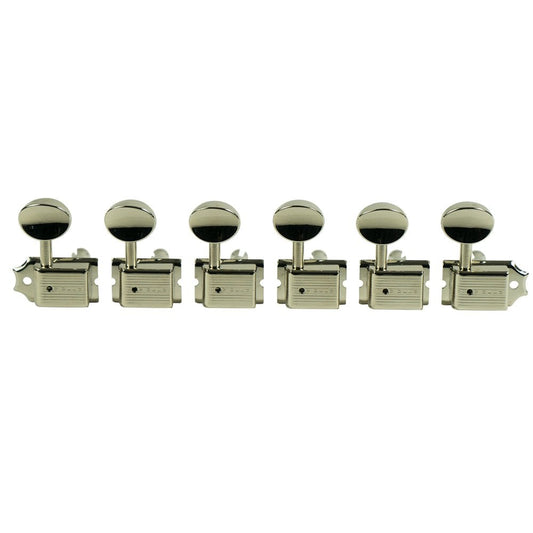Traditional 6 in line tuners with single line Kluson stamp