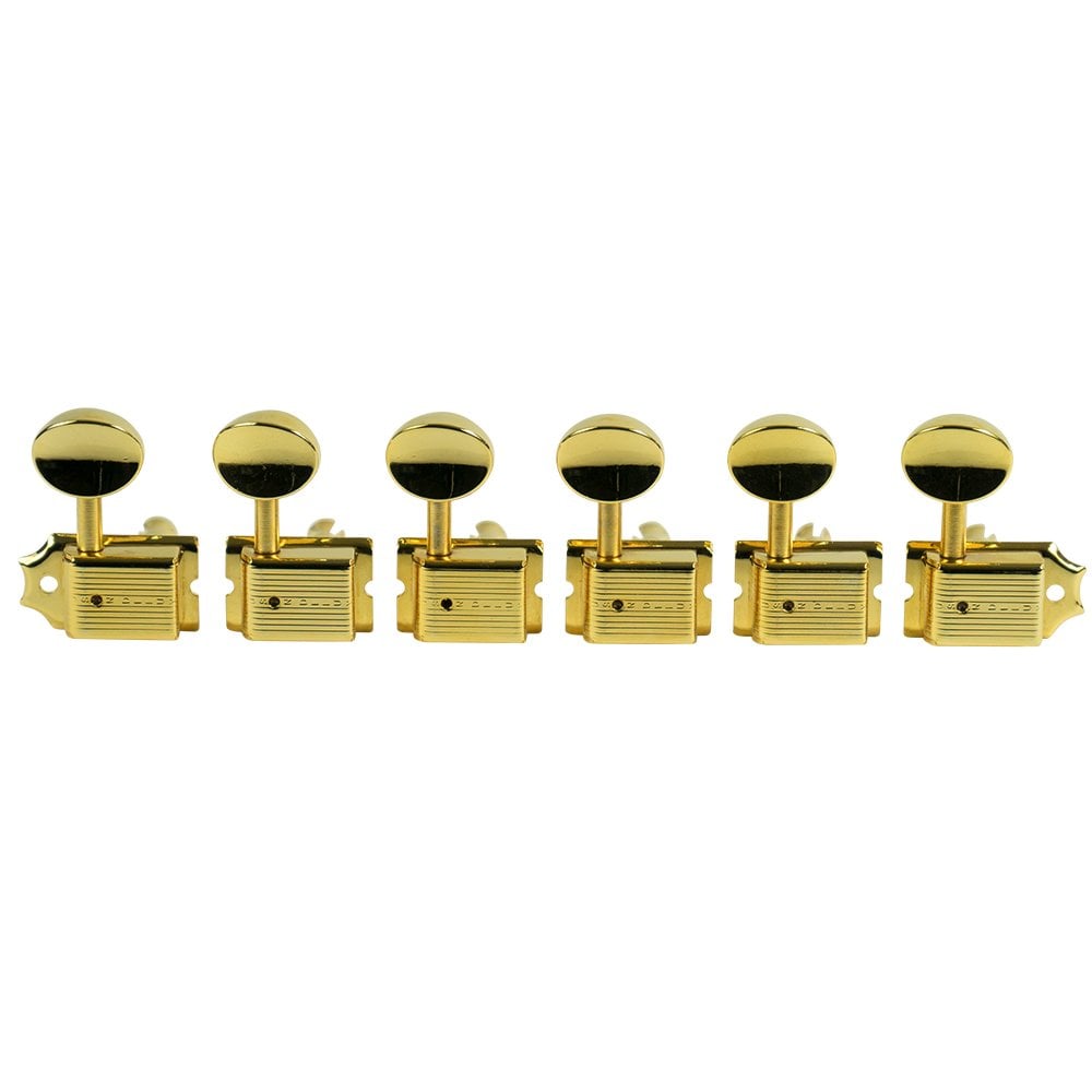 Traditional 6 in line tuners with single line Kluson stamp