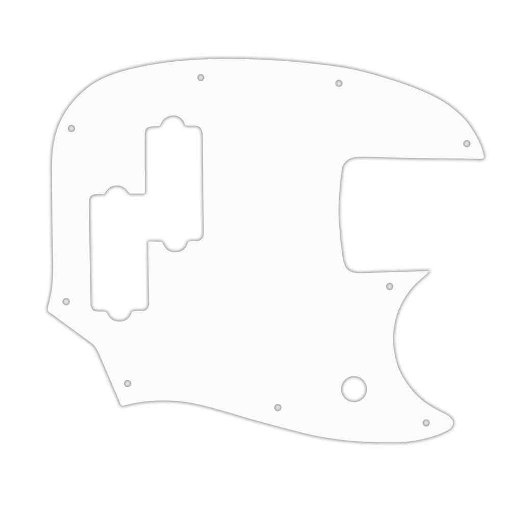 Short Scale Mustang Bass PJ -  Solid Shiny White .090" / 2.29mm thick, with bevelled edge