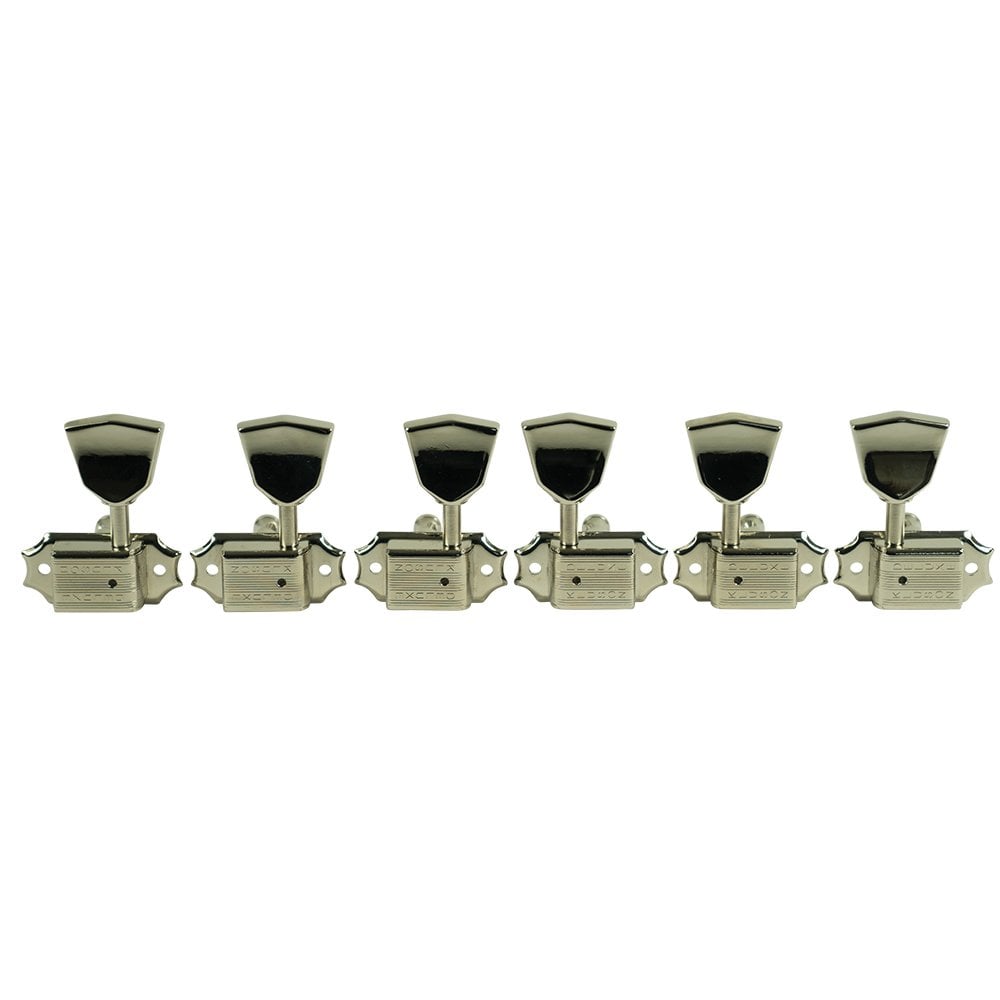 3 Aside Tuners with Metal Tulip/Keystone Tuners - Double Line Kluson Stamp