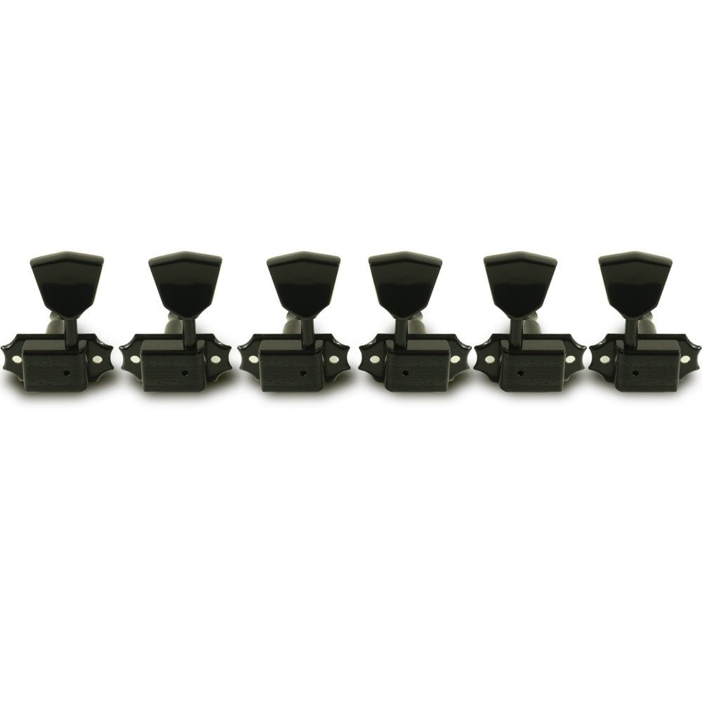 3 Aside Tuners with Metal Tulip/Keystone Tuners - Double Line Kluson Stamp