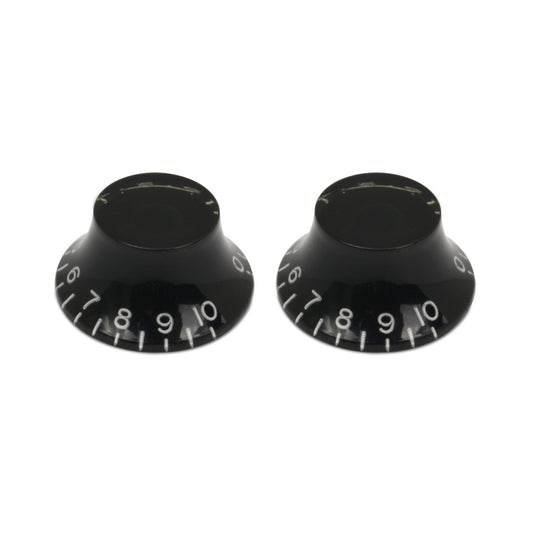 Bell Knob (Set of 2) Black, Embossed White Numbers, USA fit and CTS pots