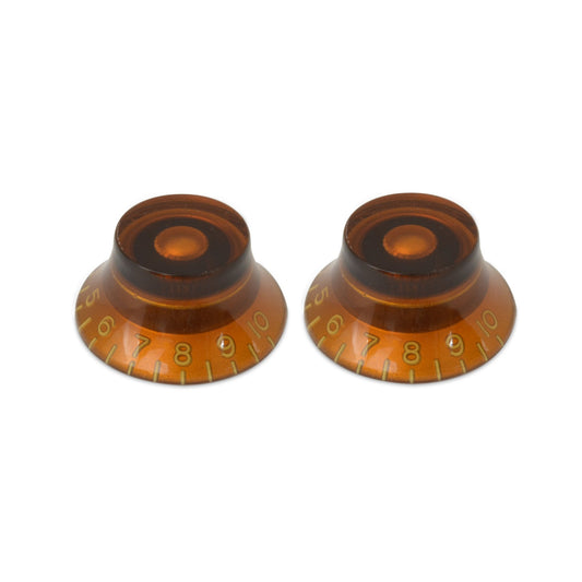 Bell Knob (Set of 2) Amber, Embossed Numbers, USA fit and CTS pots