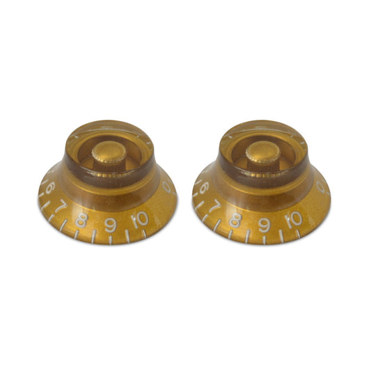 Bell Knob (Set of 2) Gold, Embossed White Numbers, USA fit and CTS pots