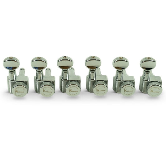 Locking Tuners For Fender USA Standards, 6 In Line - Oval Metal Button 19:1 Gear Ratio
